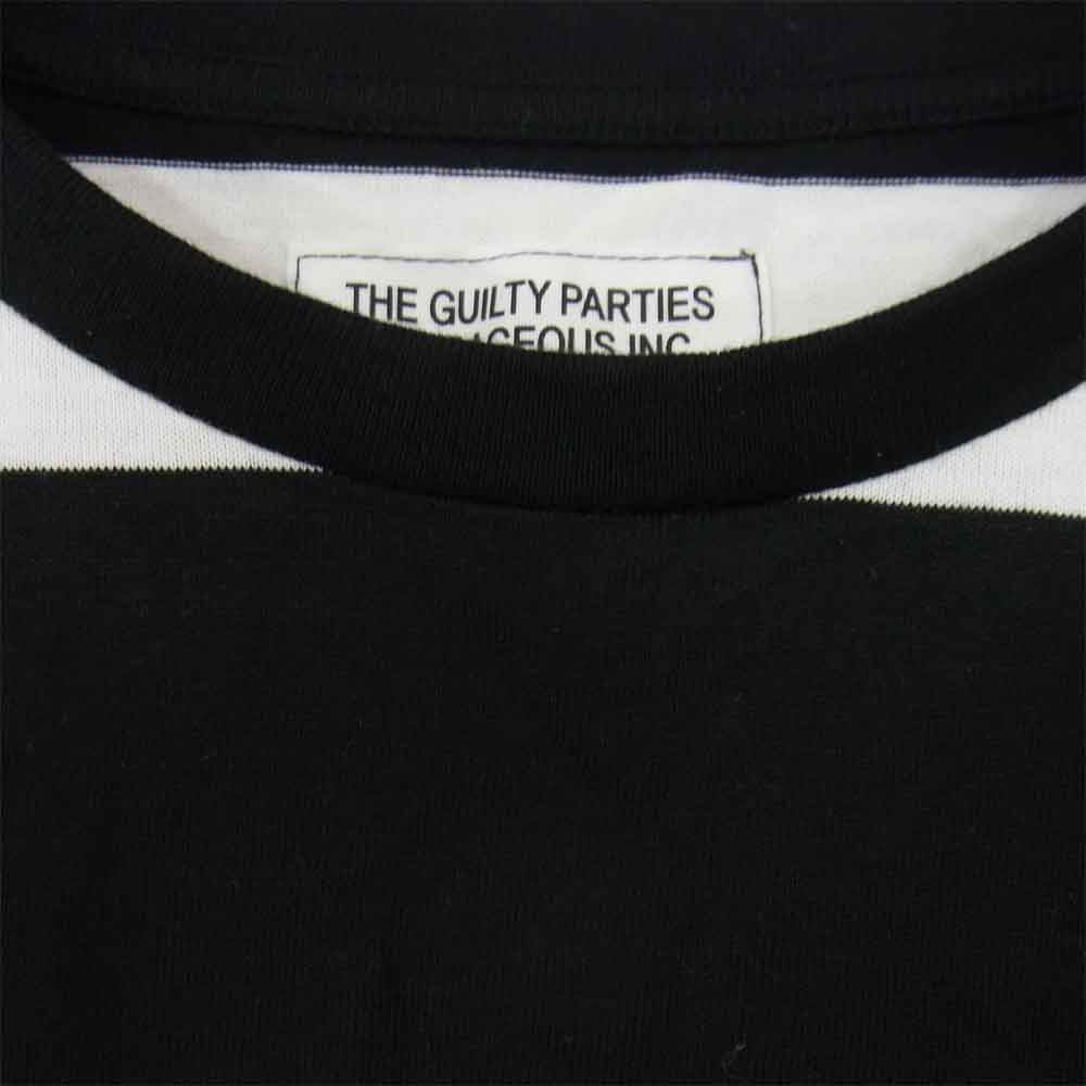 WACKO MARIA ワコマリア GUILTY PARTIES 半袖 ボーダー Tシャツ 黒×白 ブラック系 L【中古】