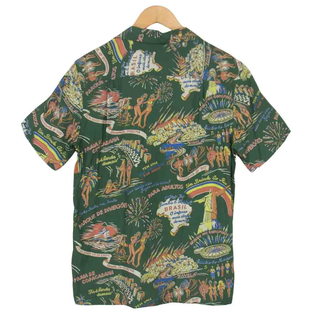WACKO MARIA ワコマリア 14SS BRASIL ALOHA SHIRT ブラジル アロハ シャツ グリーン系 L【中古】