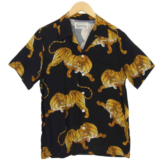 WACKO MARIA ワコマリア 20AW 20FWE-WMS-HI01 HAWAIIAN SHIRT S/S 虎柄 アロハシャツ ブラック系 L【中古】