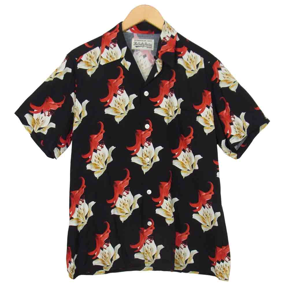 WACKO MARIA ワコマリア 14SS Aloha Shirt ハイビスカス アロハシャツ ブラック系 M【中古】