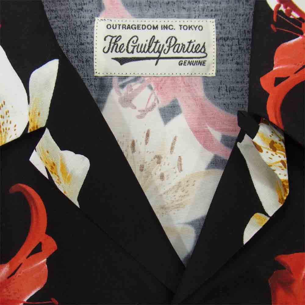 WACKO MARIA ワコマリア 14SS Aloha Shirt ハイビスカス アロハシャツ ブラック系 M【中古】