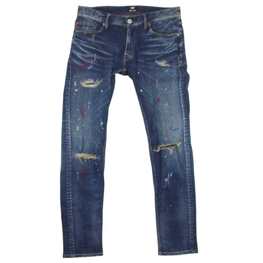 TMT ティーエムティー TPT-S1904 HYBRID STRETCH PAINT CRUSH DENIM 5P TAPERED クラッシュ加工 デニム インディゴブルー系 M【中古】