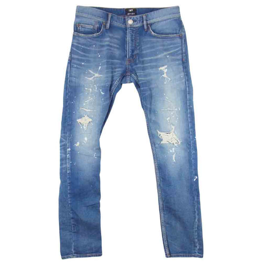TMT ティーエムティー TPT-F1902 SWEATLIKE-STRETCH PAINT CRASH DENIM 5P TAPERED スウェット デニム インディゴブルー系 M【中古】