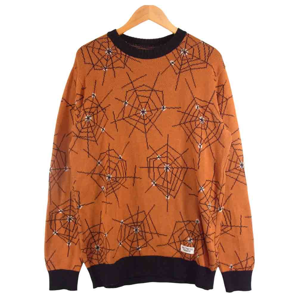 WACKO MARIA ワコマリア 17SS 17FW-WMK-KN14 ATOMIC SPIDER JACQUARD アトミック スパイダー ジャガード ニット オレンジ系 M【中古】