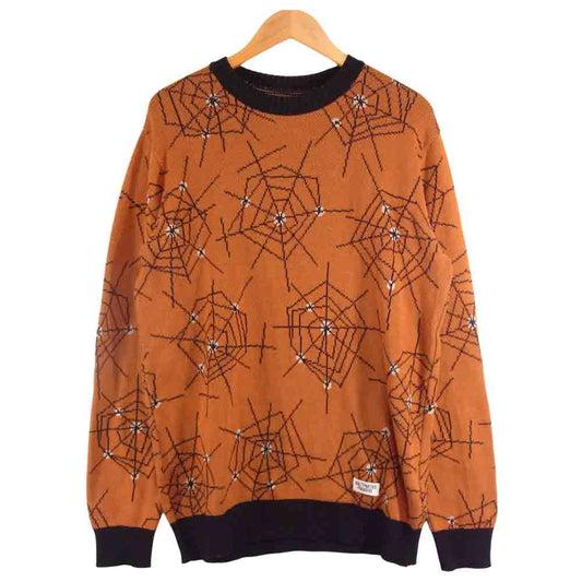 WACKO MARIA ワコマリア 17SS 17FW-WMK-KN14 ATOMIC SPIDER JACQUARD アトミック スパイダー ジャガード ニット オレンジ系 M【中古】