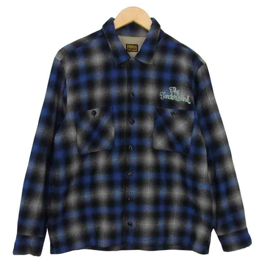 TENDERLOIN テンダーロイン 07AW T-WOOL SHT ロゴ 刺繍 オンブレ チェック ウール シャツ ブルー系 S【中古】