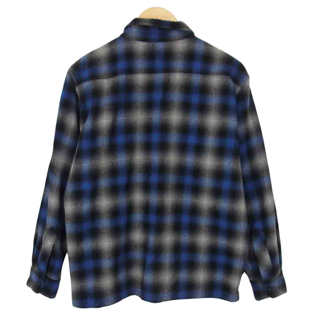 TENDERLOIN テンダーロイン 07AW T-WOOL SHT ロゴ 刺繍 オンブレ チェック ウール シャツ ブルー系 S【中古】