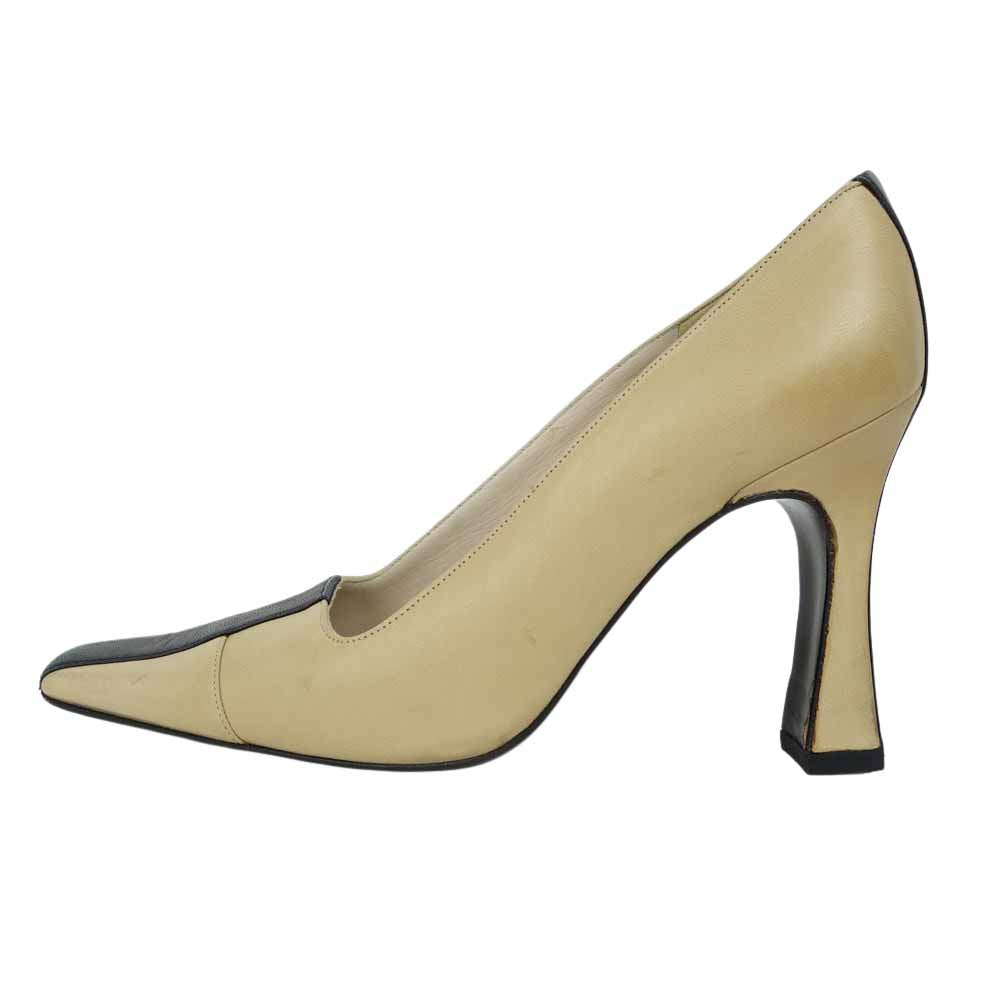 CHANEL シャネル バイカラー ライン パンプス ベージュ系 36 1/2【中古】