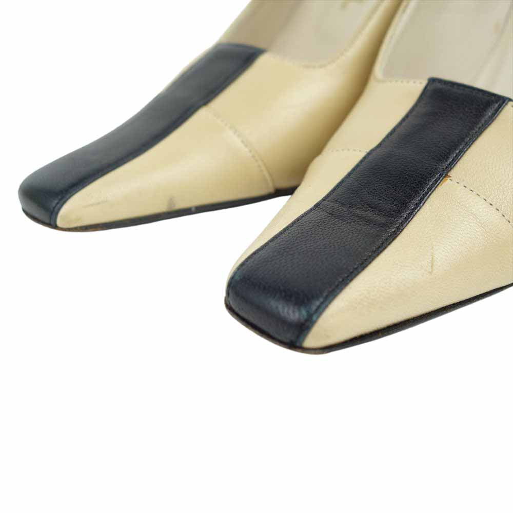 CHANEL シャネル バイカラー ライン パンプス ベージュ系 36 1/2【中古】