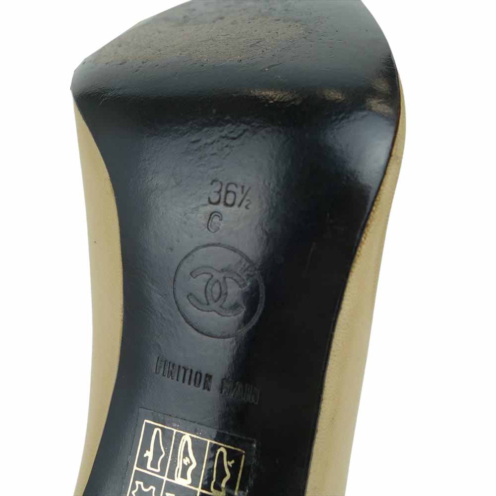 CHANEL シャネル バイカラー ライン パンプス ベージュ系 36 1/2【中古】
