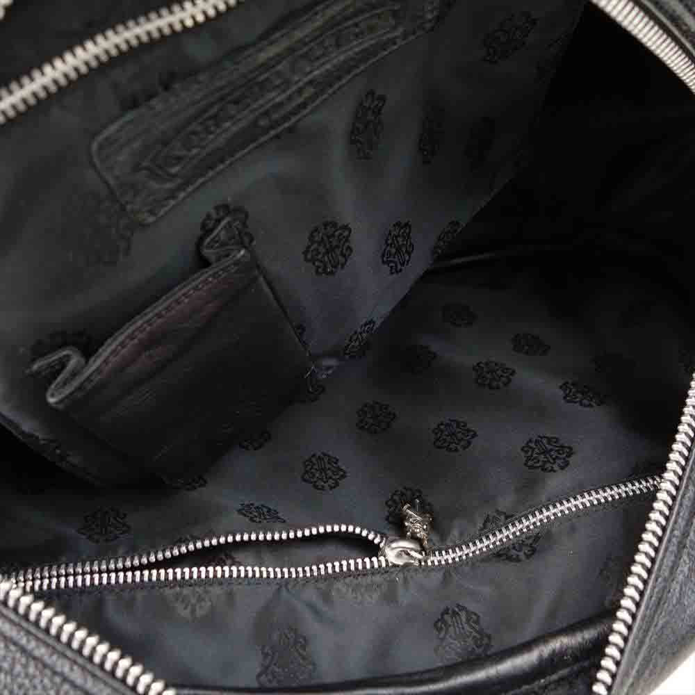 CHROME HEARTS クロムハーツ（原本無） GYM ジム バッグ セメタリークロス パッチ CHチャーム ミディアム レザー ブラック系【中古】