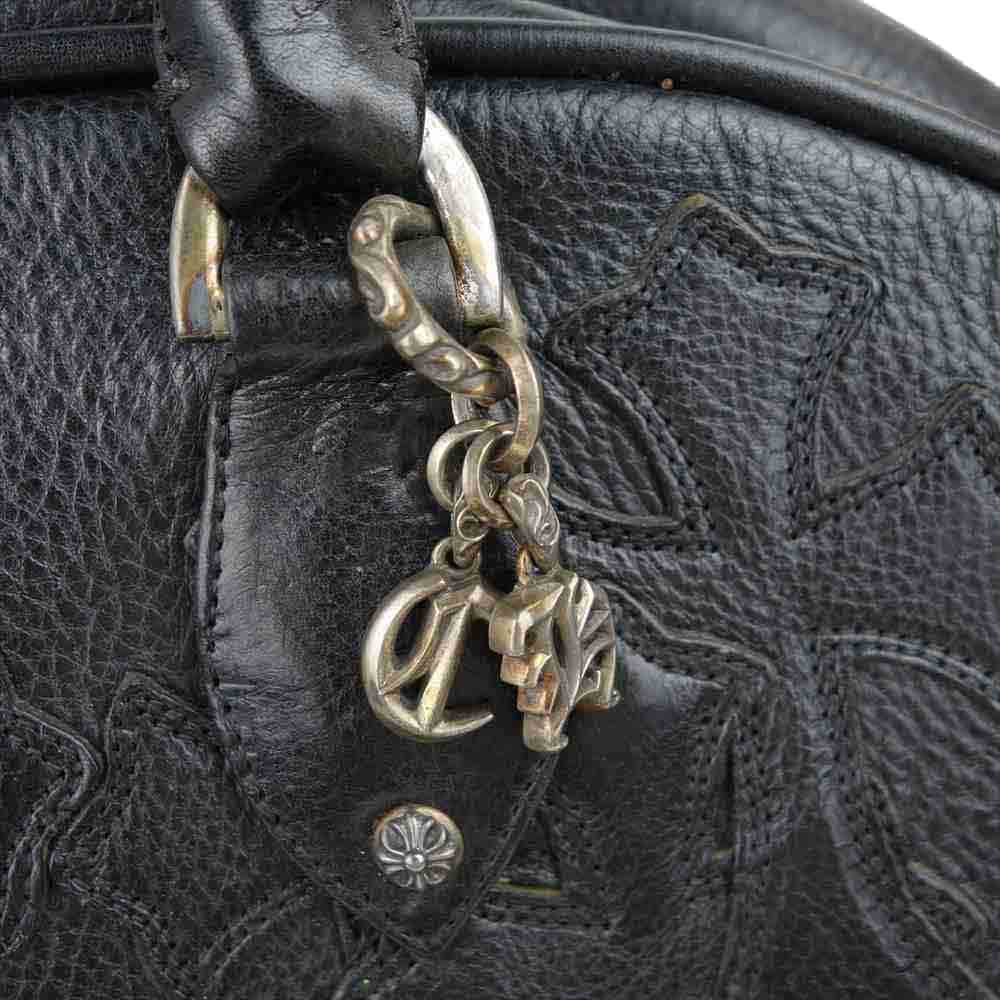CHROME HEARTS クロムハーツ（原本無） GYM ジム バッグ セメタリークロス パッチ CHチャーム ミディアム レザー ブラック系【中古】