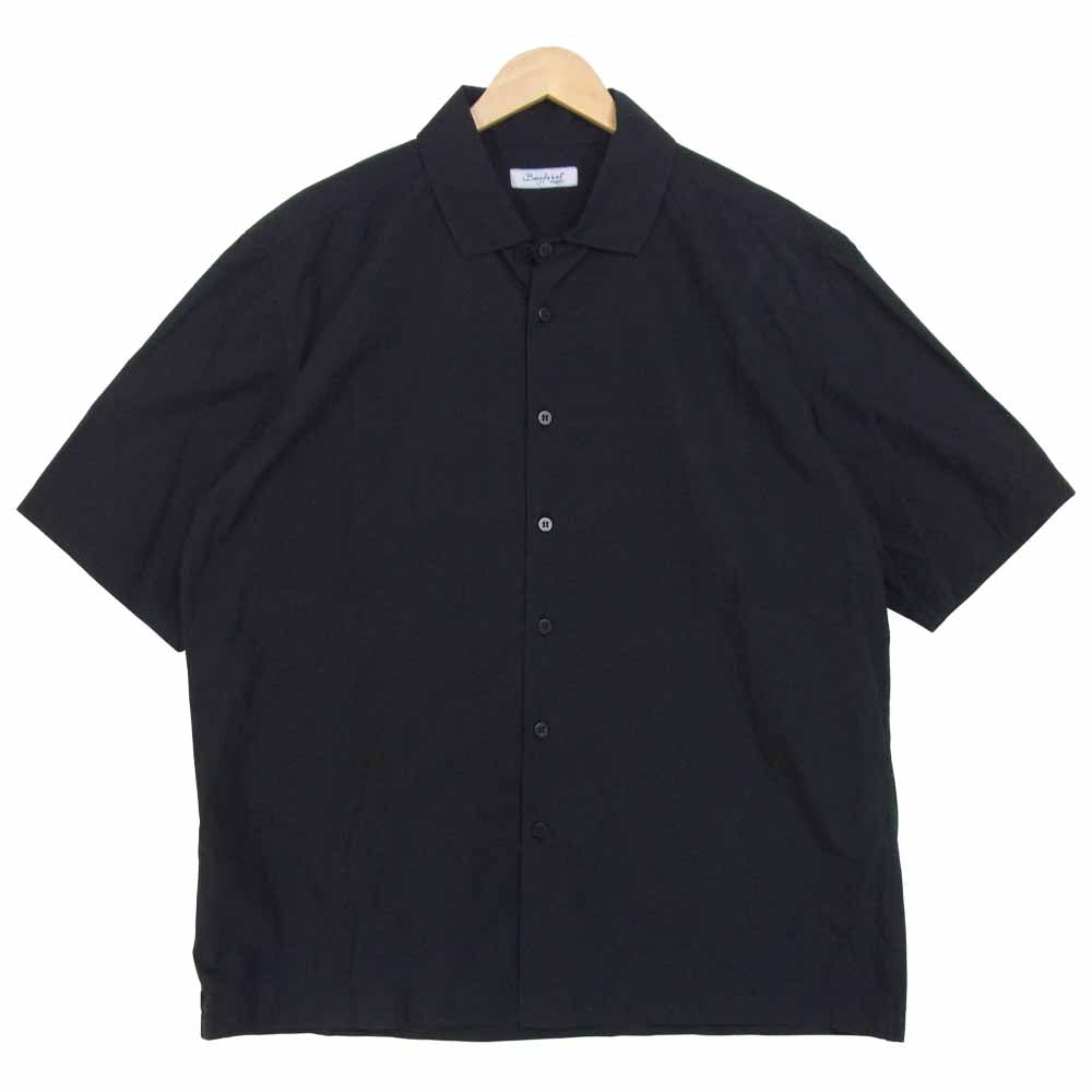 バーグファベル ボタンダウン 半袖シャツ 半袖 シャツ イタリア製 コットン ブラック系 50【美品】【中古】