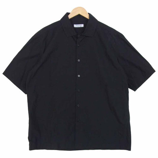バーグファベル ボタンダウン 半袖シャツ 半袖 シャツ イタリア製 コットン ブラック系 50【美品】【中古】