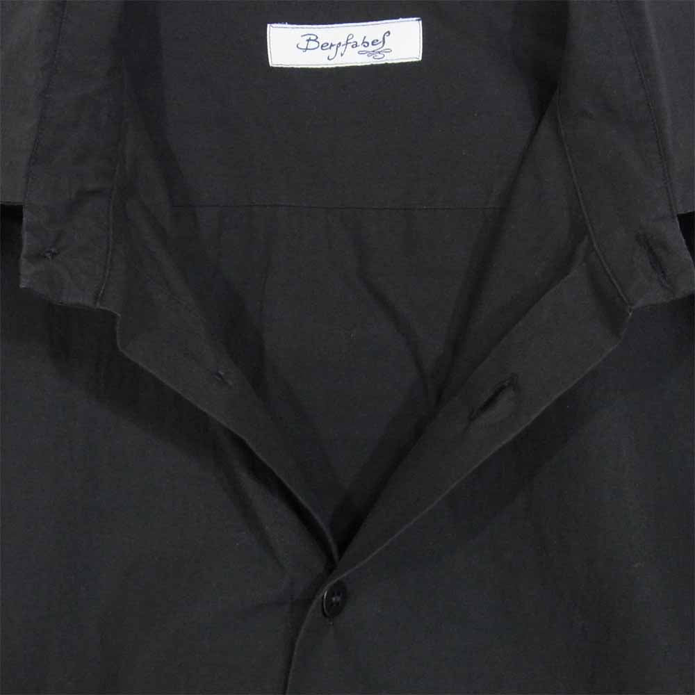 バーグファベル ボタンダウン 半袖シャツ 半袖 シャツ イタリア製 コットン ブラック系 50【美品】【中古】