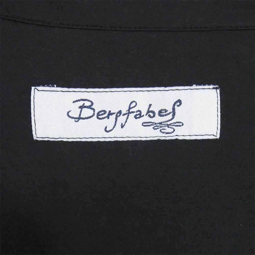 バーグファベル ボタンダウン 半袖シャツ 半袖 シャツ イタリア製 コットン ブラック系 50【美品】【中古】