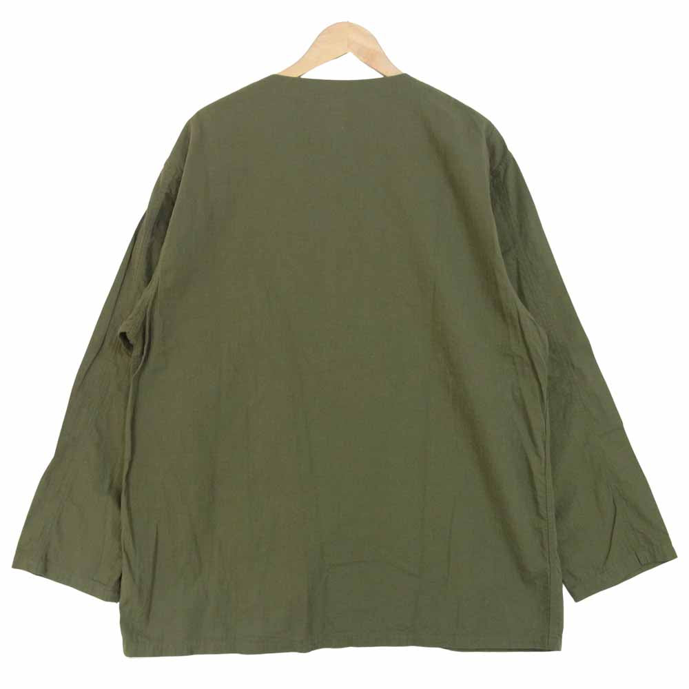 The REAL McCOY'S ザリアルマッコイズ ヘリンボーン ノーカラー シャツ カーキ系 XL【美品】【中古】