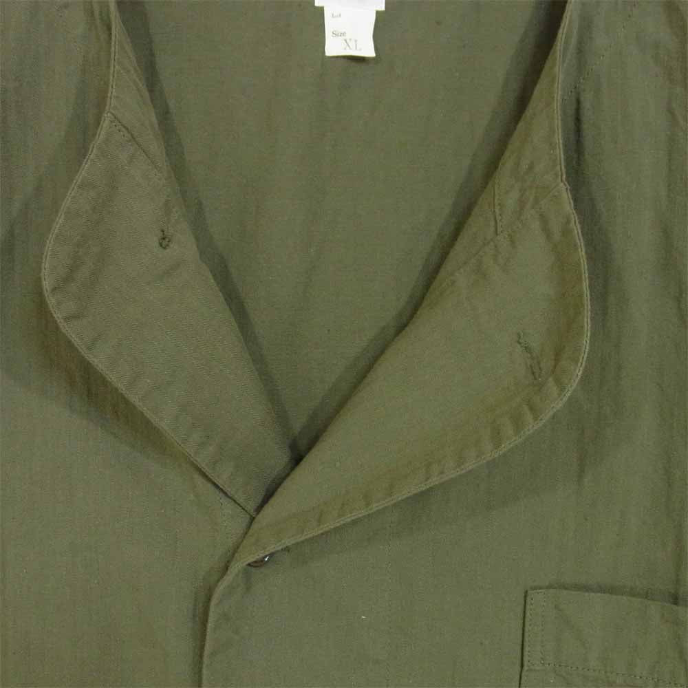 The REAL McCOY'S ザリアルマッコイズ ヘリンボーン ノーカラー シャツ カーキ系 XL【美品】【中古】