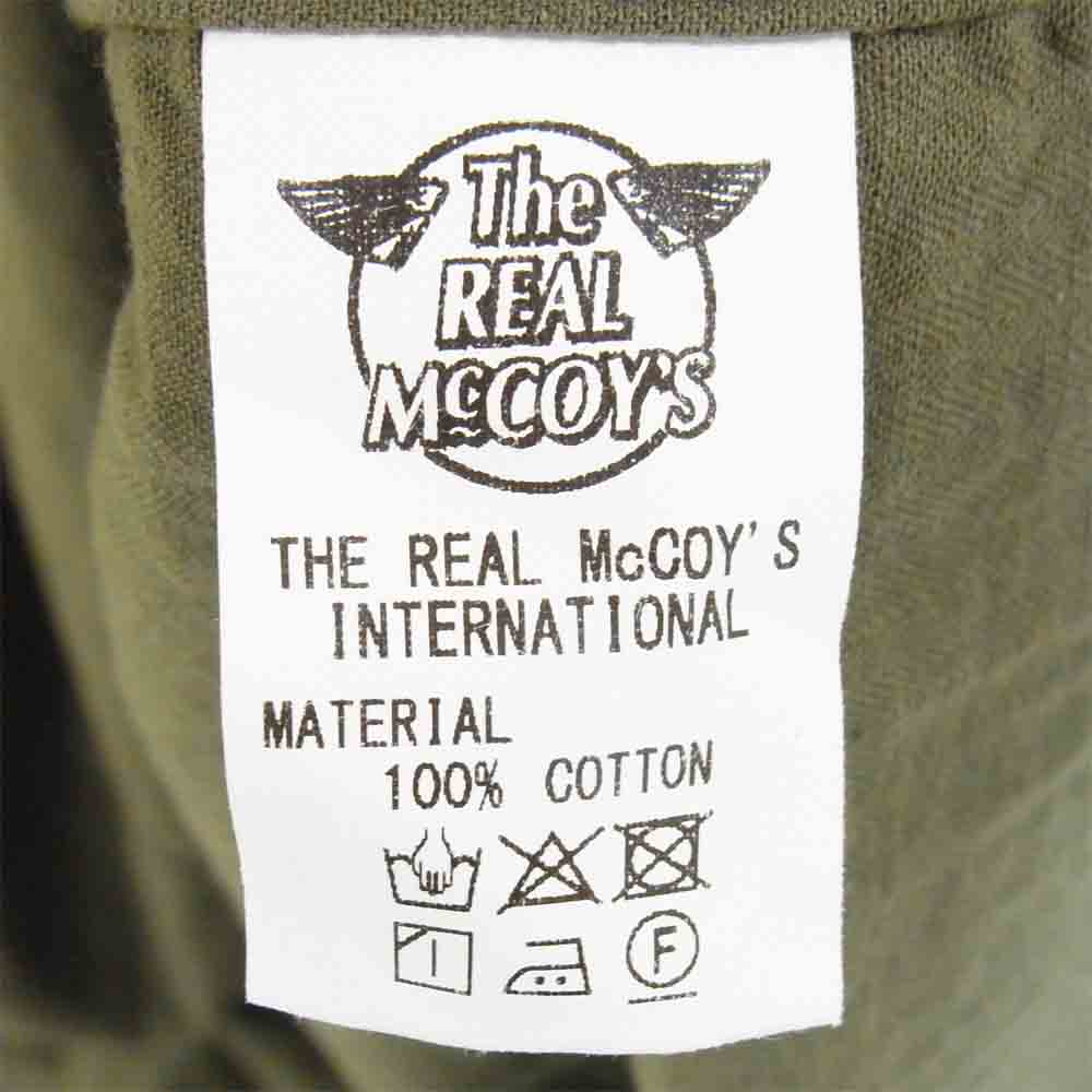The REAL McCOY'S ザリアルマッコイズ ヘリンボーン ノーカラー シャツ カーキ系 XL【美品】【中古】