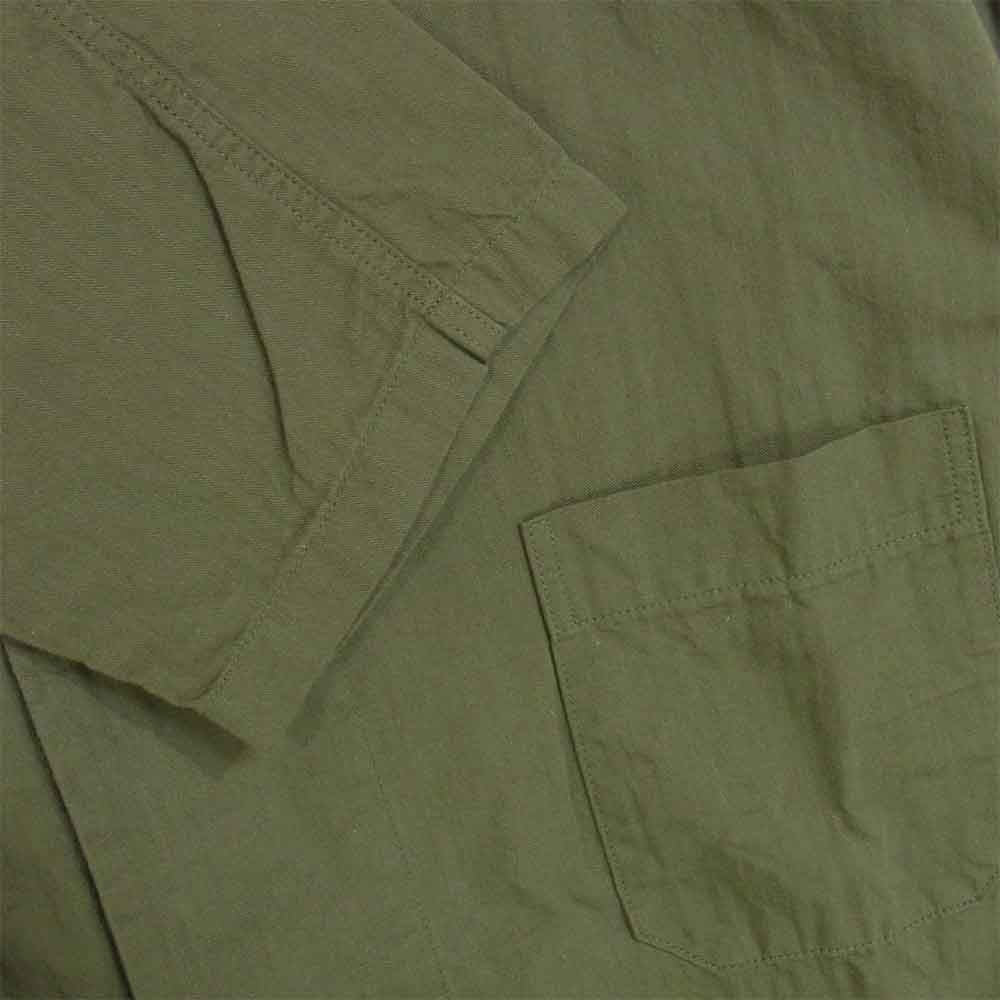The REAL McCOY'S ザリアルマッコイズ ヘリンボーン ノーカラー シャツ カーキ系 XL【美品】【中古】