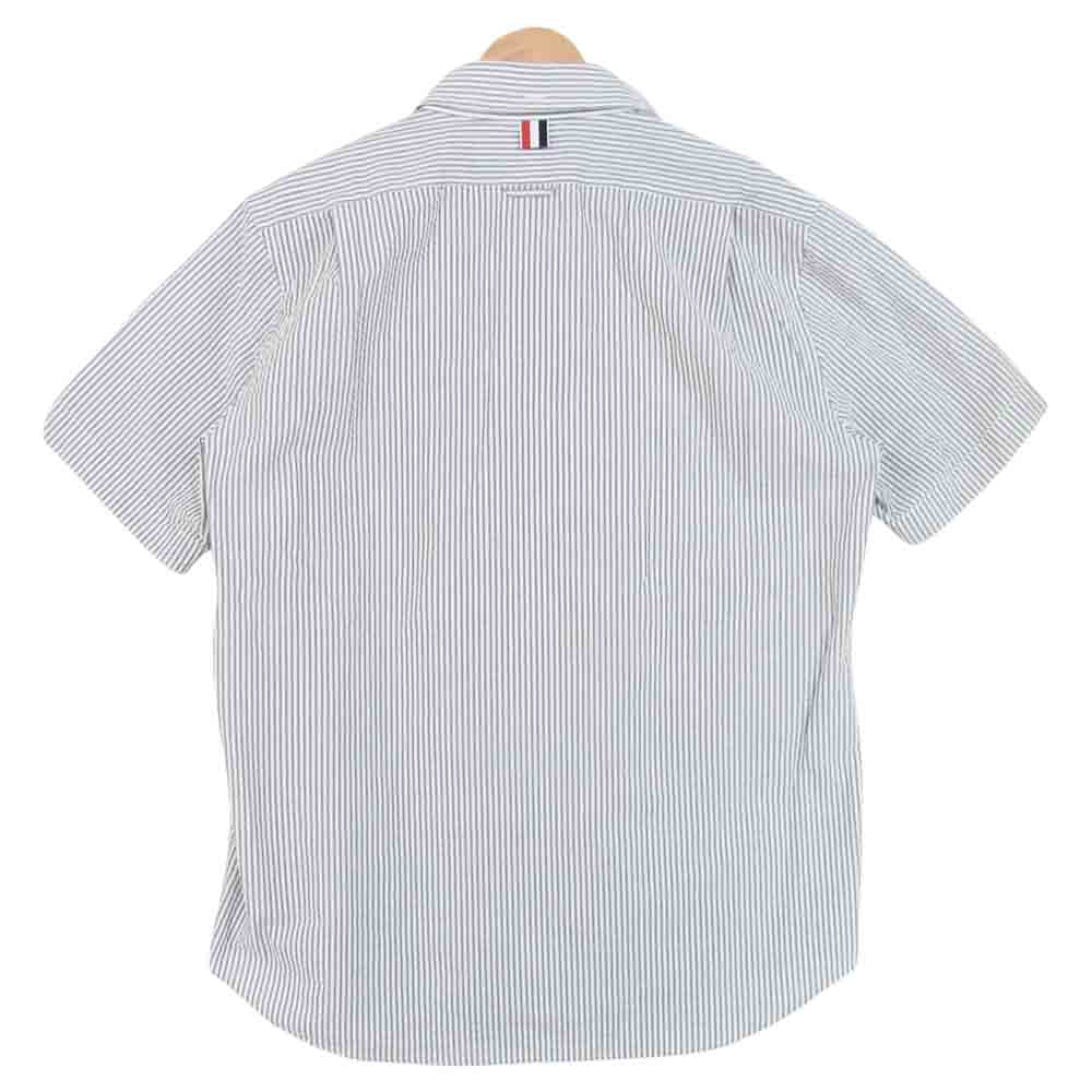 THOM BROWNE トムブラウン 国内正規品 Seersucker Stripe Short Sleeve Shirt シアサッカー ストライプ 白灰系 5【美品】【中古】