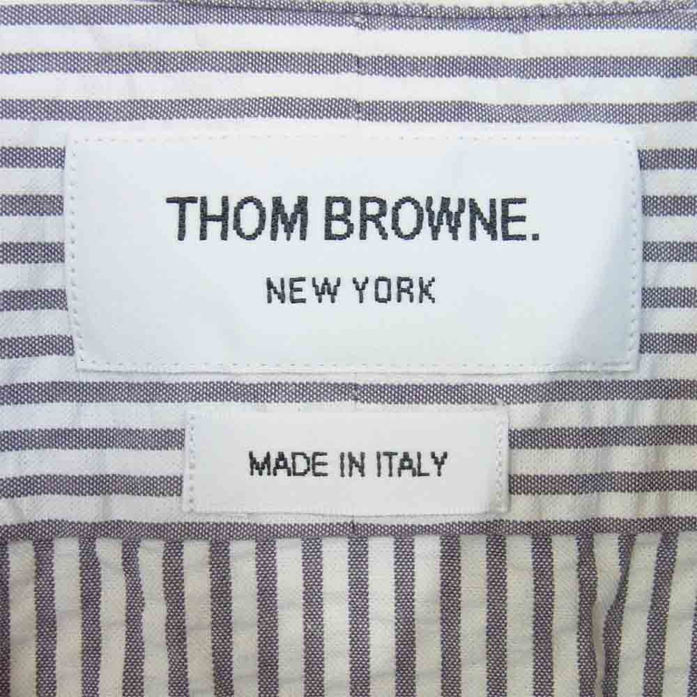 THOM BROWNE トムブラウン 国内正規品 Seersucker Stripe Short Sleeve Shirt シアサッカー ストライプ 白灰系 5【美品】【中古】