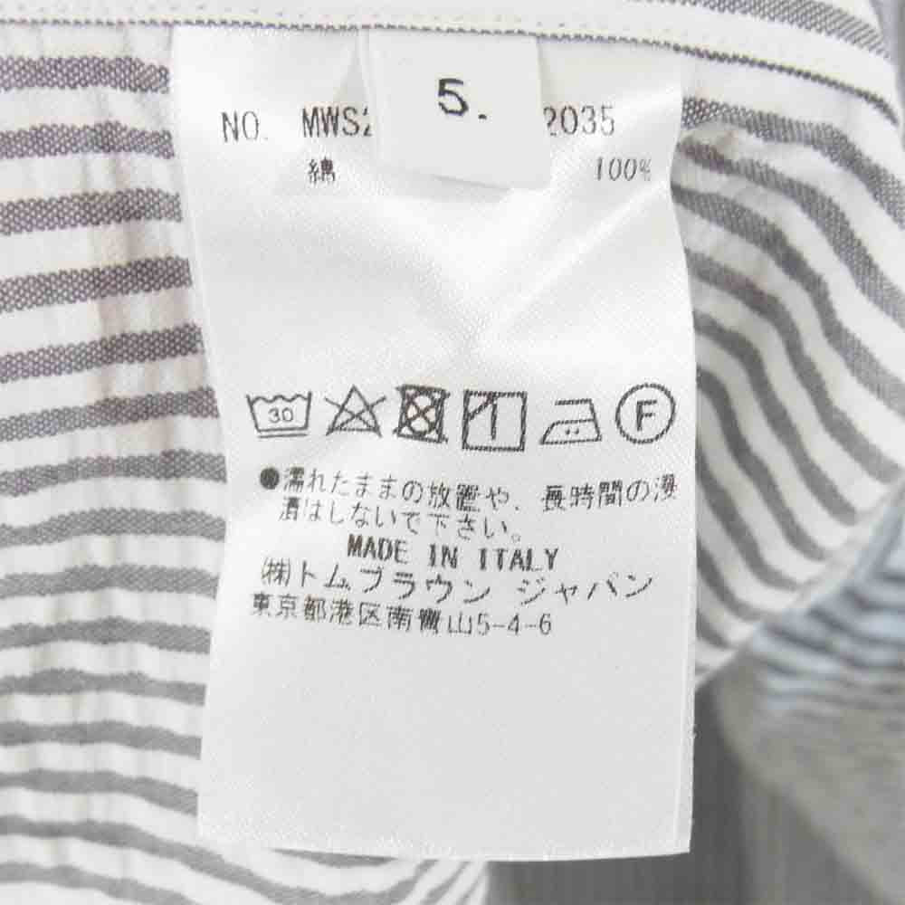 THOM BROWNE トムブラウン 国内正規品 Seersucker Stripe Short Sleeve Shirt シアサッカー ストライプ 白灰系 5【美品】【中古】