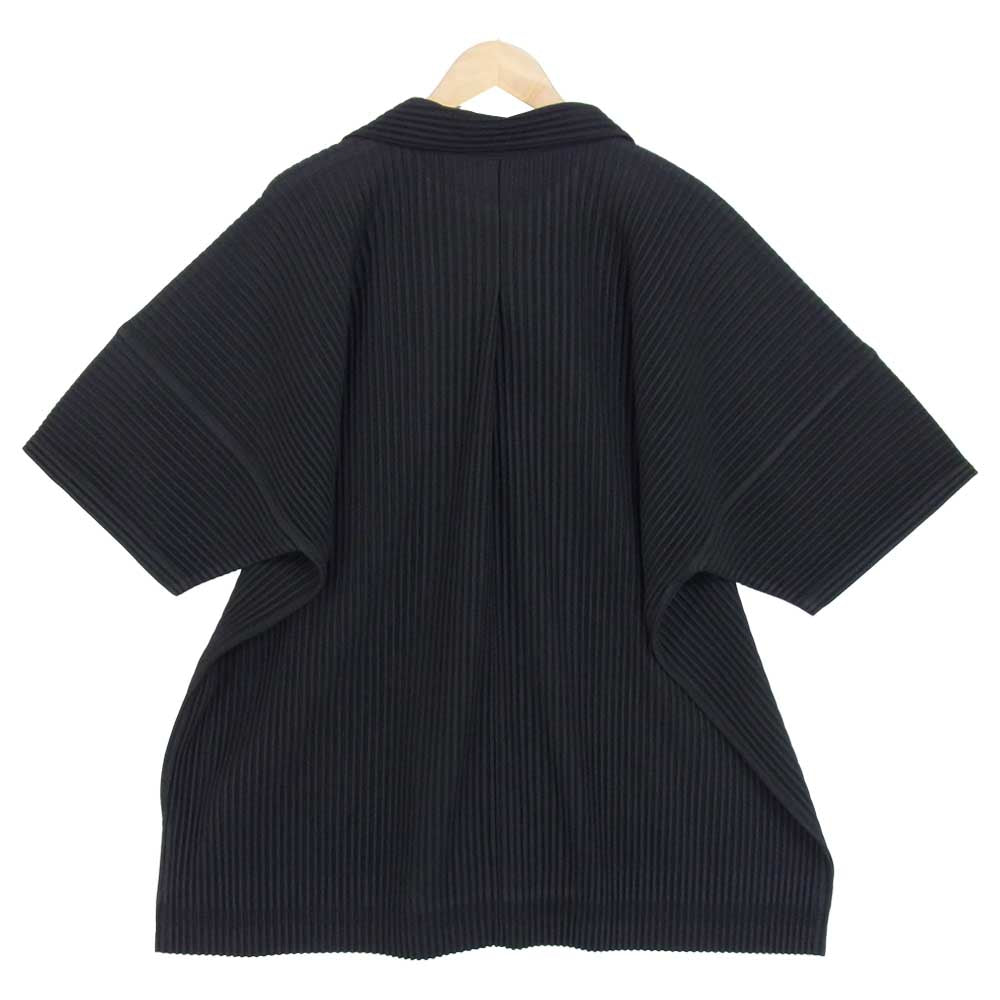 ISSEY MIYAKE イッセイミヤケ 半袖 シャツ ポリエステル ボタン ハーフスリーブ ブラック系 4【美品】【中古】