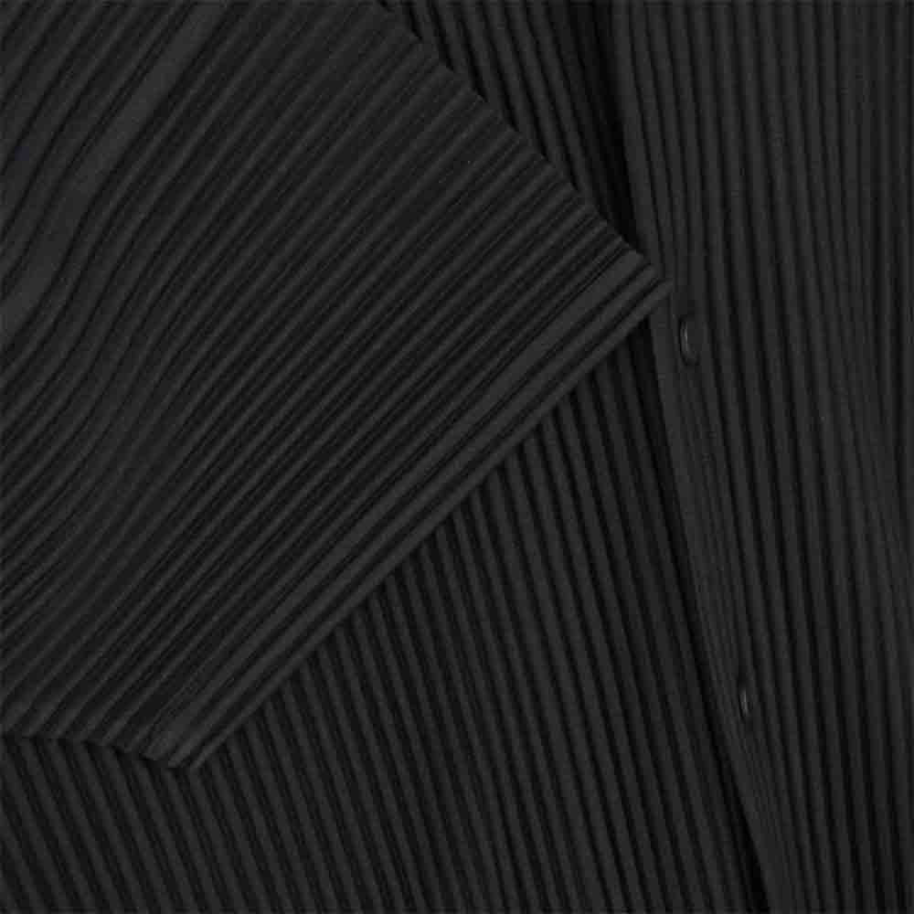 ISSEY MIYAKE イッセイミヤケ 半袖 シャツ ポリエステル ボタン ハーフスリーブ ブラック系 4【美品】【中古】