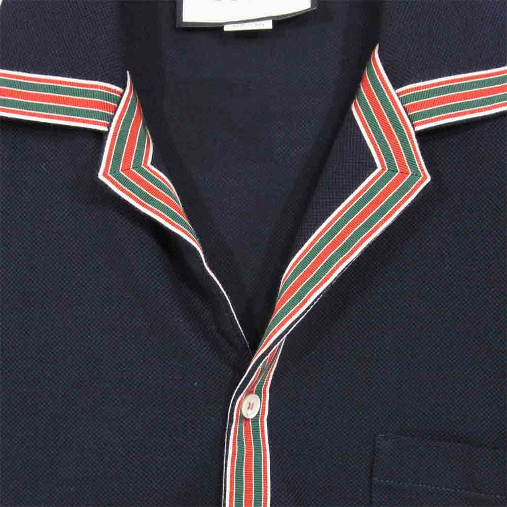 GUCCI グッチ 20SS 573259 XJA6D POLO WITH GG EMBROIDERY エンブロイダリー ポロシャツ ネイビー系 XL【美品】【中古】