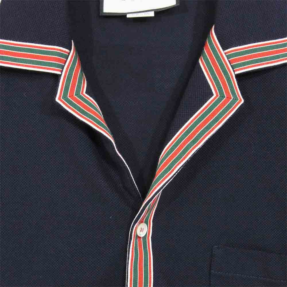 GUCCI グッチ 20SS 573259 XJA6D POLO WITH GG EMBROIDERY エンブロイダリー ポロシャツ ネイビー系  XL【美品】【中古】