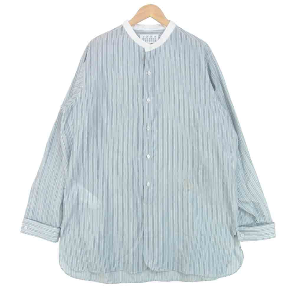 MAISON MARGIELA メゾンマルジェラ 21SS S53742 バンドカラー ダブルカフス シャツ ライトブルー系 43【美品】【中古】