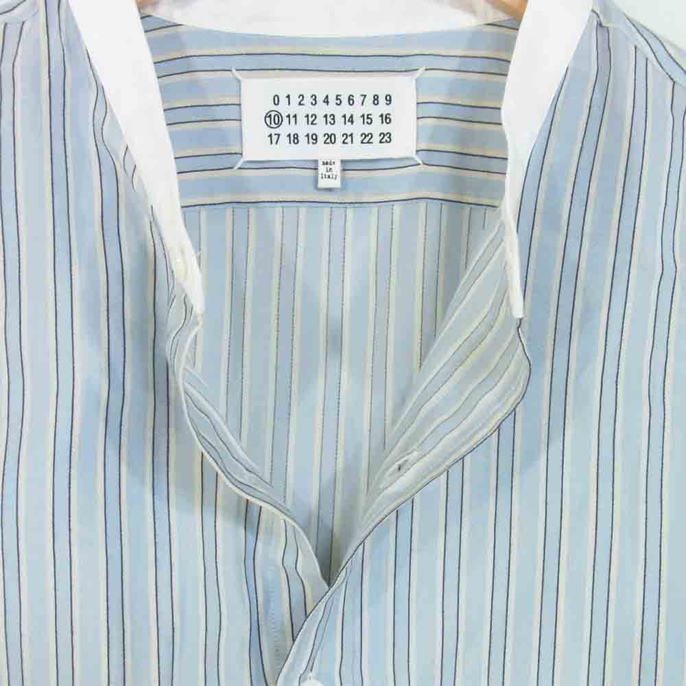 MAISON MARGIELA メゾンマルジェラ 21SS S53742 バンドカラー ダブルカフス シャツ ライトブルー系 43【美品】【中古】