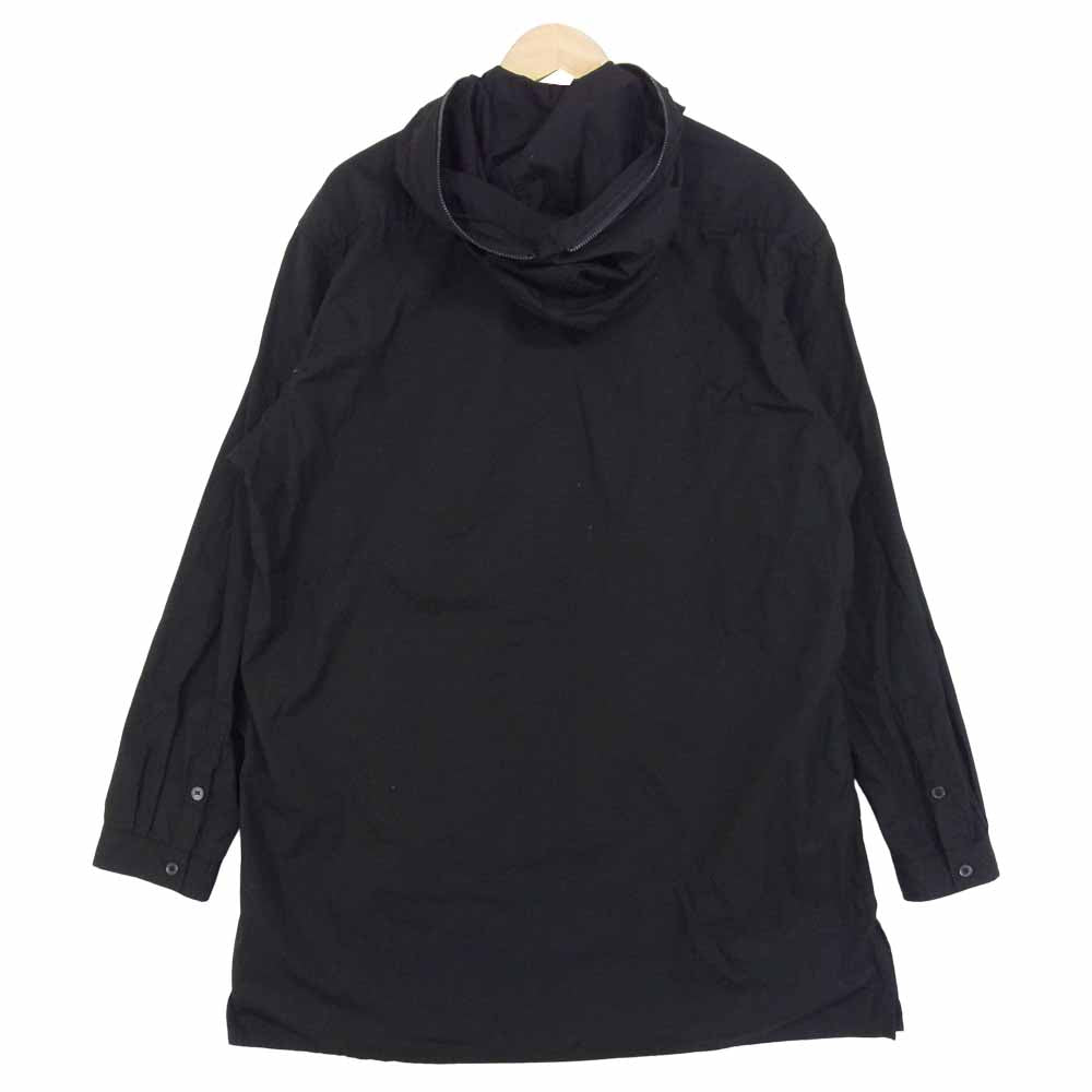 Yohji Yamamoto POUR HOMME ヨウジヤマモトプールオム 21SS HD-B04-001 チェーンステッチ ブロード フード シャツ ブラック系 4【美品】【中古】