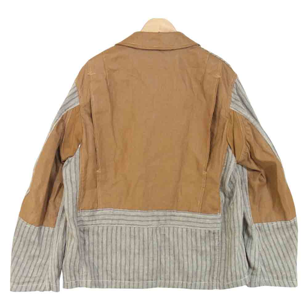 JUNYA WATANABE COMME des GARCONS MAN ジュンヤワタナベコムデギャルソンマン WG-J036 リネン レーヨン ストライプ ジャケット グレー系 L【美品】【中古】