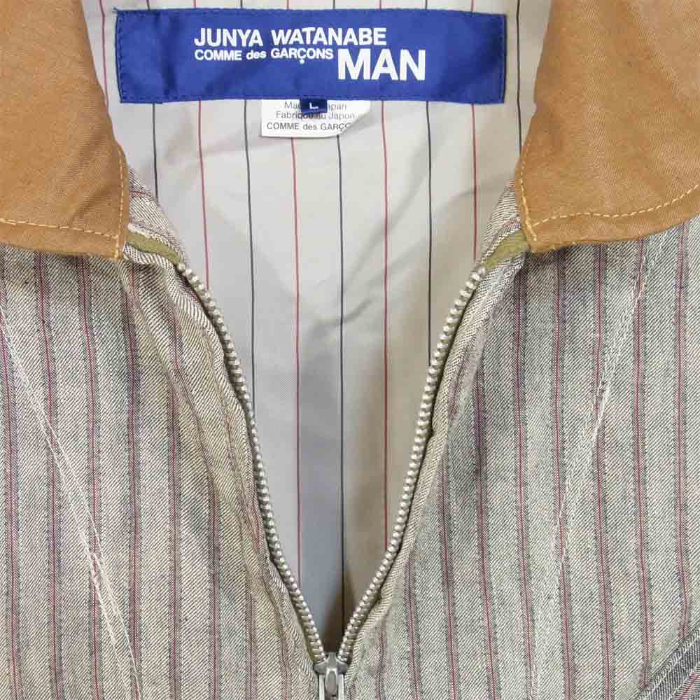 JUNYA WATANABE COMME des GARCONS MAN ジュンヤワタナベコムデギャルソンマン WG-J036 リネン レーヨン ストライプ ジャケット グレー系 L【美品】【中古】