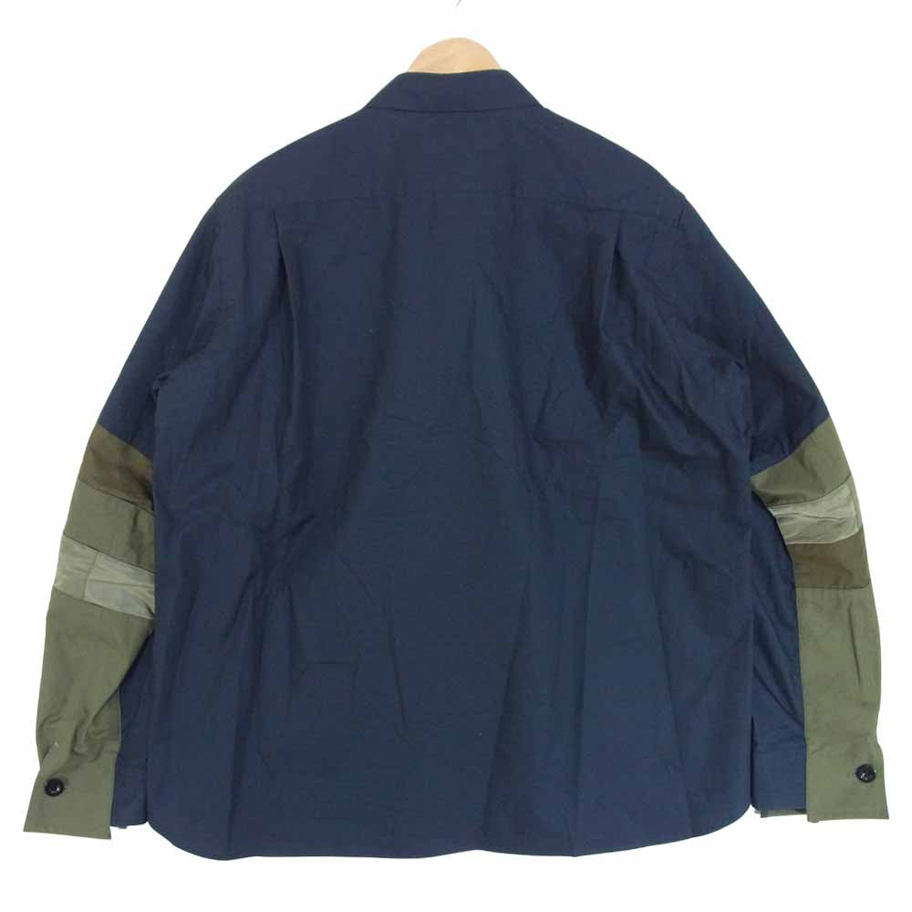 Sacai サカイ 21SS 21-02534M Typewriter Grosgrain Shirt 切替 長袖シャツ ネイビー系 3【中古】