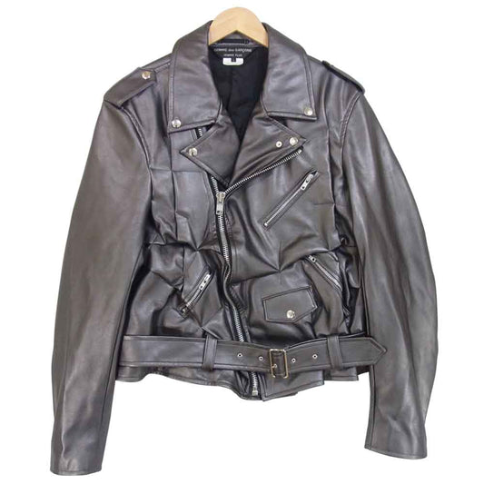 COMME des GARCONS HOMME PLUS コムデギャルソンオムプリュス PG-J016 SYNTHETIC LEATHER BIKER JACKET ライダース メタリック系 L【美品】【中古】