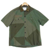 Sacai サカイ 21SS 21-02448M Hank Willis Thomas Solid Mix Shirt ツイル 切替 ソリッドミックス S/S シャツ モスグリーン系 3【中古】