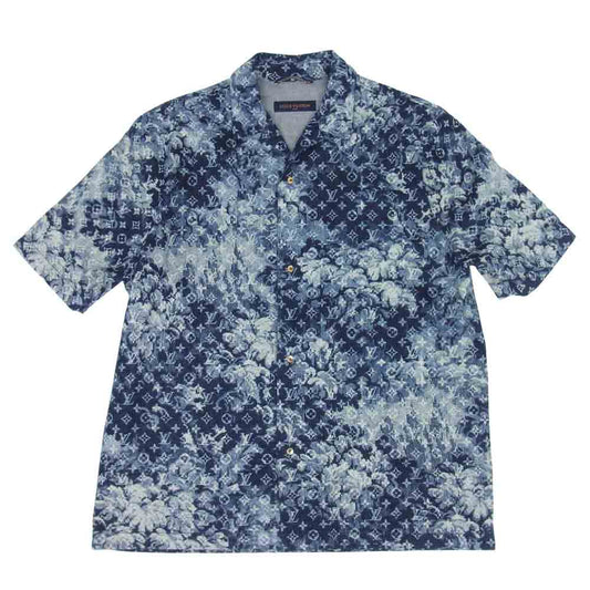LOUIS VUITTON ルイ・ヴィトン 21SS RM211M  国内正規品 モノグラム ハワイアンタペストリー 半袖 デニム シャツ インディゴブルー系 XXL【美品】【中古】