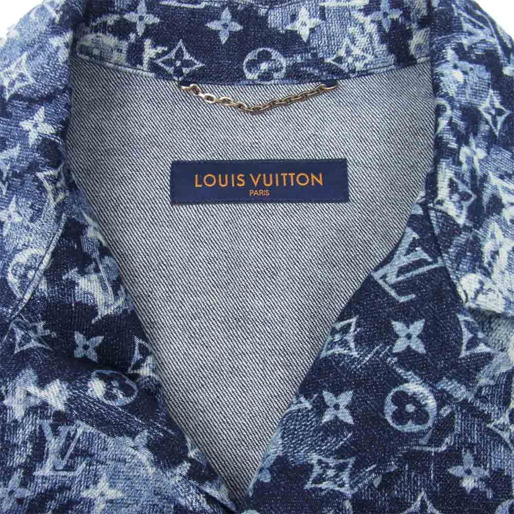LOUIS VUITTON ルイ・ヴィトン 21SS RM211M  国内正規品 モノグラム ハワイアンタペストリー 半袖 デニム シャツ インディゴブルー系 XXL【美品】【中古】