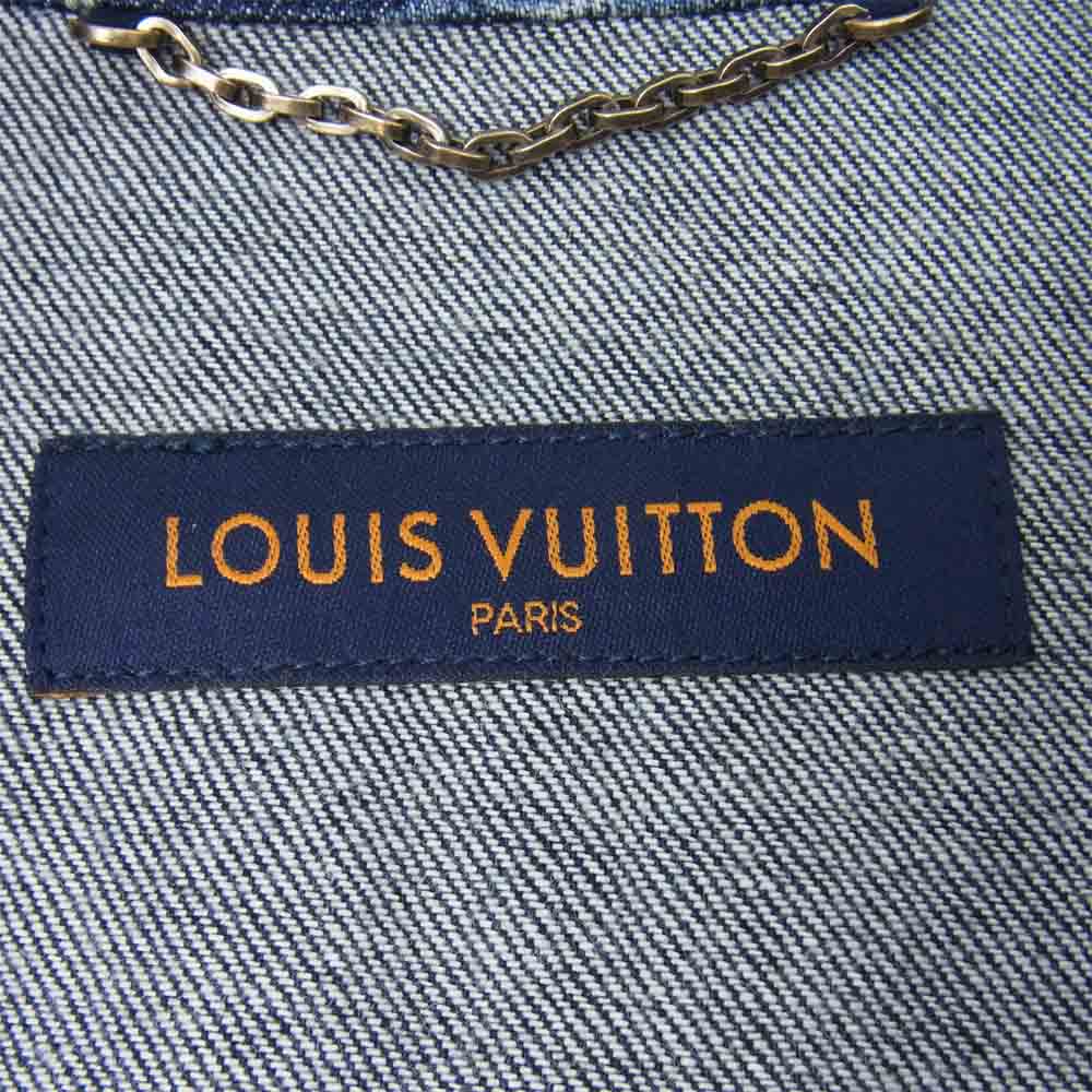 LOUIS VUITTON ルイ・ヴィトン 21SS RM211M  国内正規品 モノグラム ハワイアンタペストリー 半袖 デニム シャツ インディゴブルー系 XXL【美品】【中古】