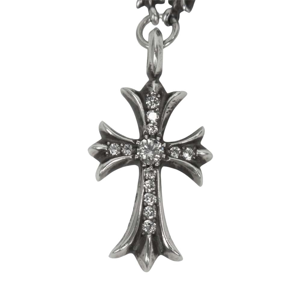 CHROME HEARTS クロムハーツ（原本有） TNY E CRS F P/DIA PLS タイニーファットクロス タイニーE パヴェダイヤ ネックレス シルバー系【中古】
