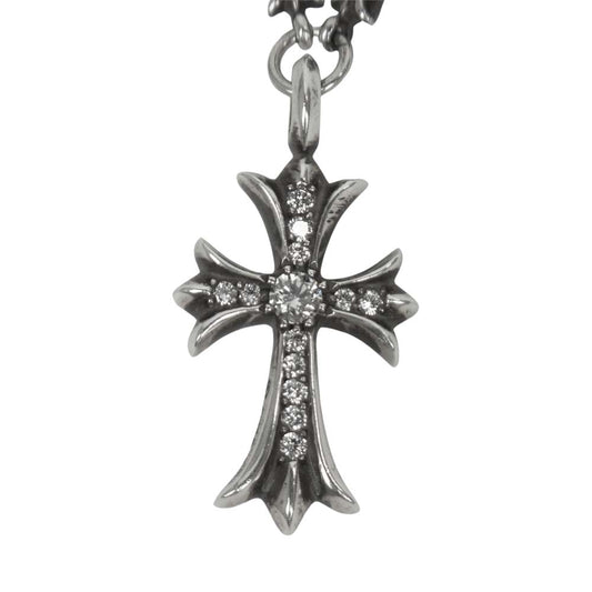 CHROME HEARTS クロムハーツ（原本有） TNY E CRS F P/DIA PLS タイニーファットクロス タイニーE パヴェダイヤ ネックレス シルバー系【中古】
