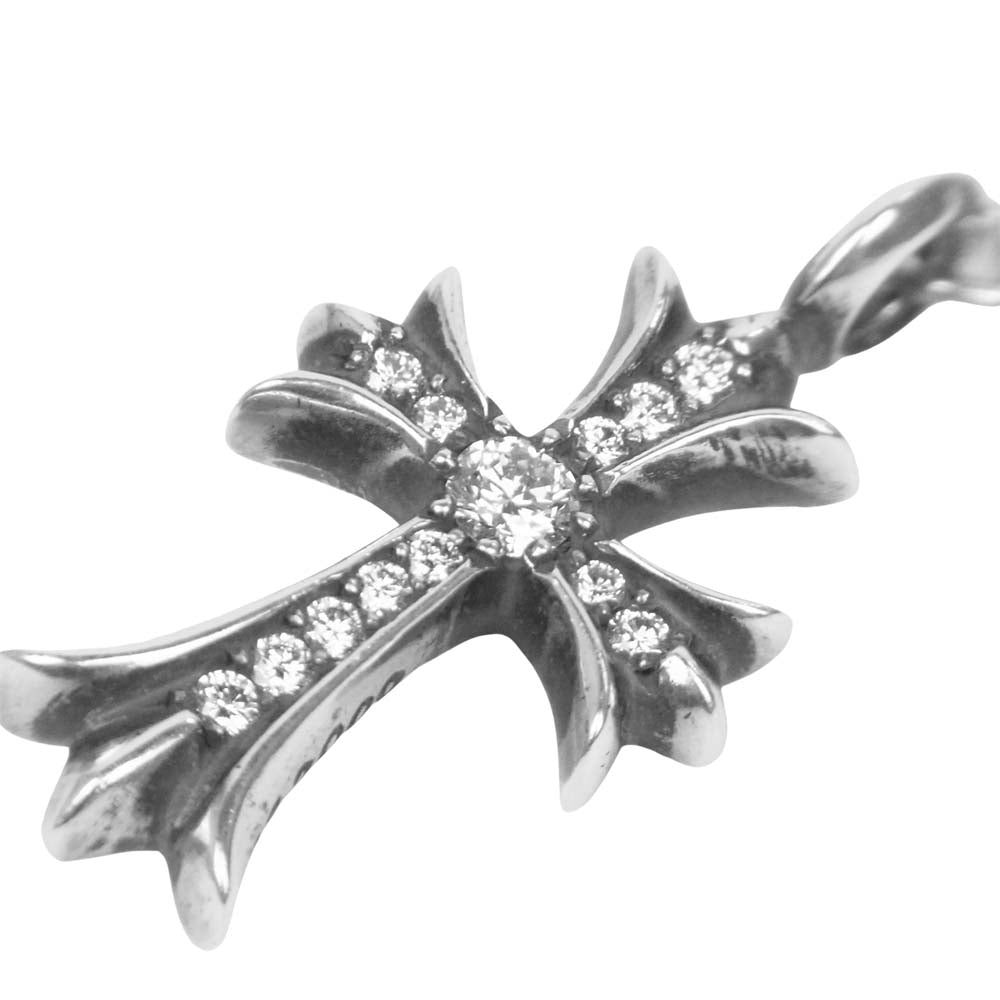 CHROME HEARTS クロムハーツ（原本有） TNY E CRS F P/DIA PLS タイニーファットクロス タイニーE パヴェダイヤ ネックレス シルバー系【中古】