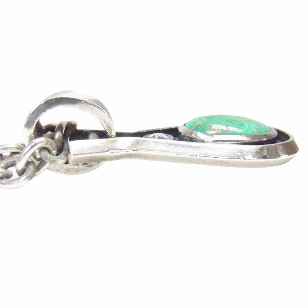 ラッキージョン ターコイズ ティアドロップ ペンダント ネックレス シルバー系【中古】