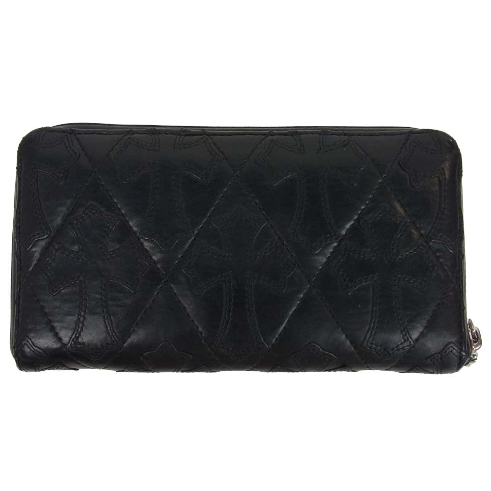 CHROME HEARTS クロムハーツ（原本無） REC F ZIP QUILTED セメタリークロス キルティング レザー ウォレット 財布 ブラック系【中古】