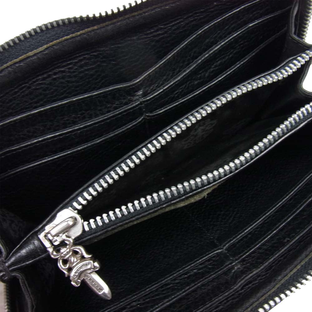 CHROME HEARTS クロムハーツ（原本無） REC F ZIP QUILTED セメタリークロス キルティング レザー ウォレット 財布 ブラック系【中古】