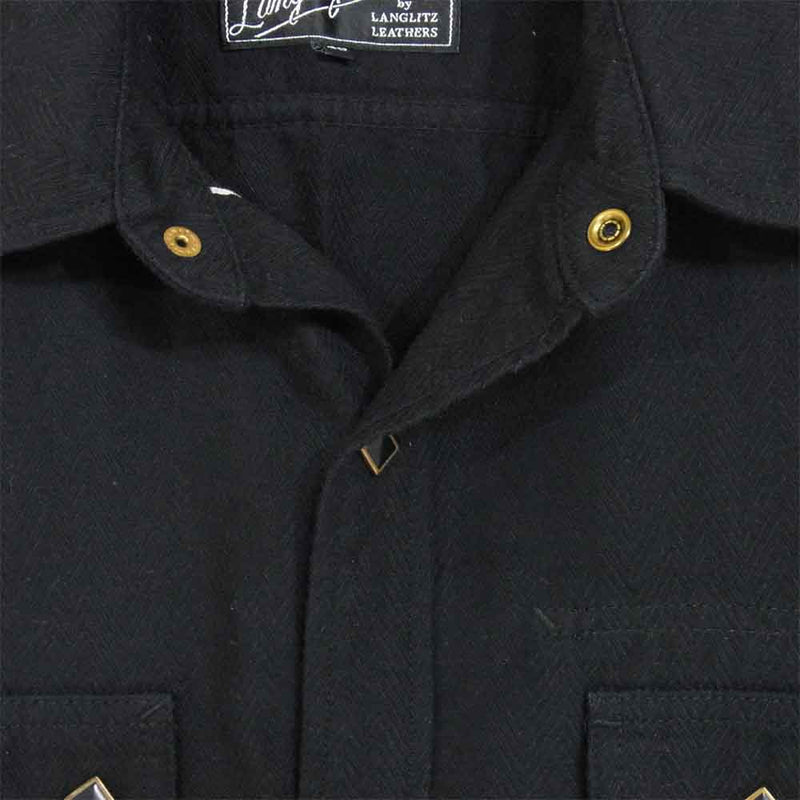 LANGLITZ LEATHERS ラングリッツレザーズ WORK SHIRT 長袖 ワーク シャツ 長袖シャツ ブラック系 40【中古】