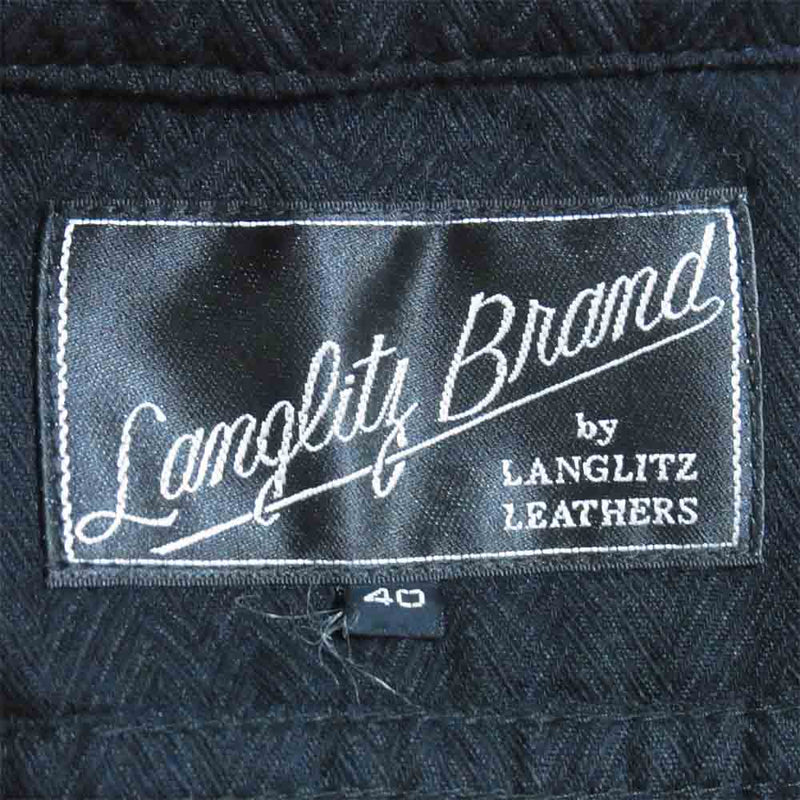 LANGLITZ LEATHERS ラングリッツレザーズ WORK SHIRT 長袖 ワーク シャツ 長袖シャツ ブラック系 40【中古】